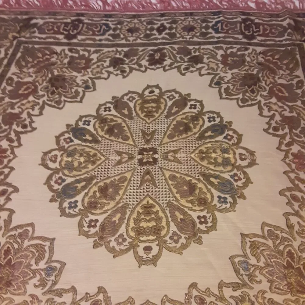 Vintage Woven And Fringed Tablecloth Middle Eastern Eclectic Urduian